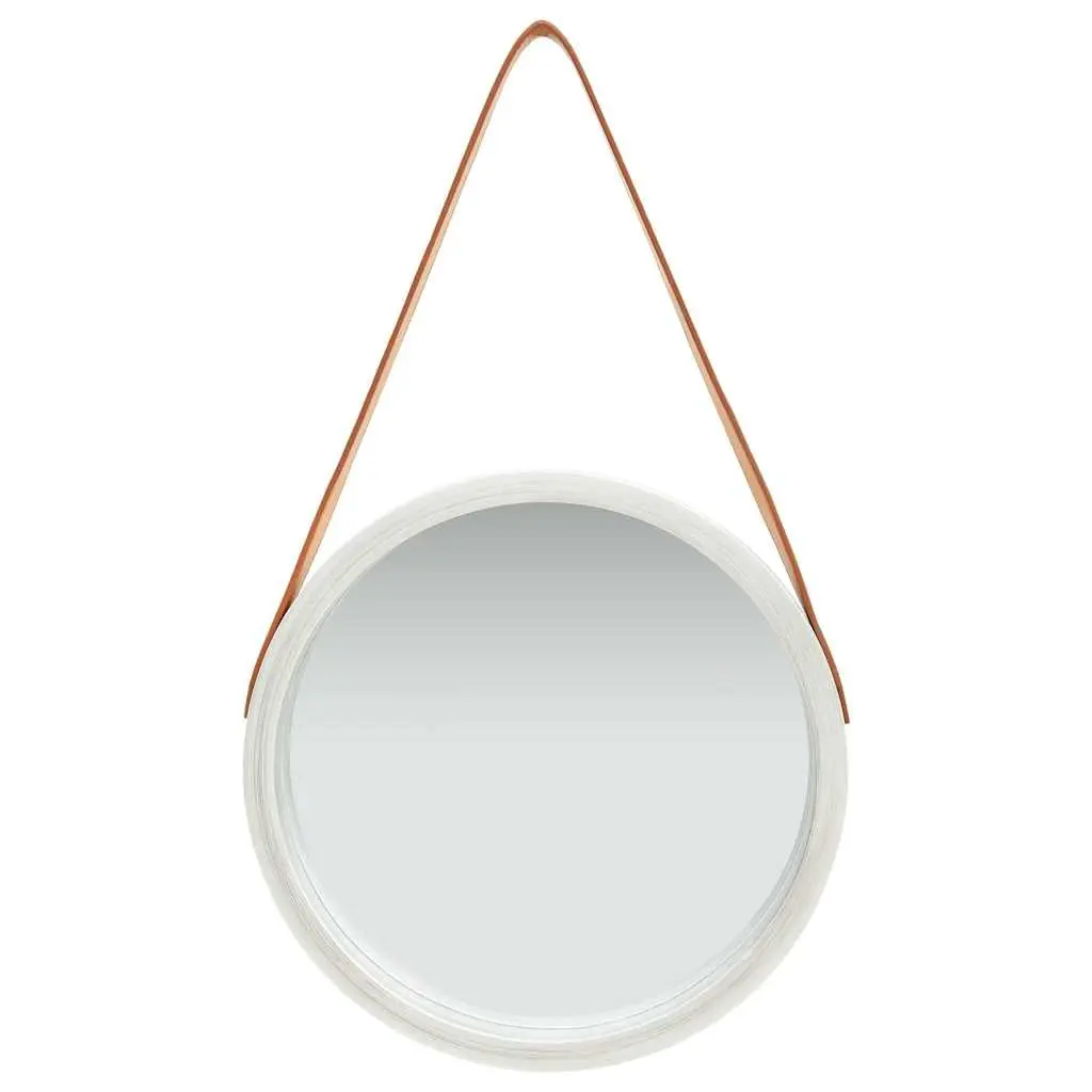 Round Wall Mirror 40cm Silver Hanging Decor Modern Retro