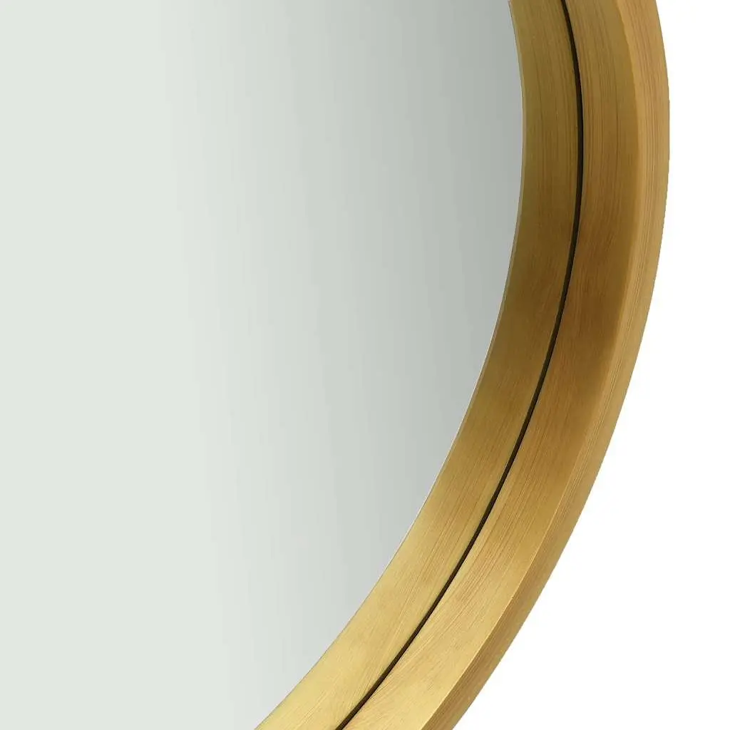 Round Wall Mirror 60cm Gold Frame Hanging Strap Bedroom Living Room Decor