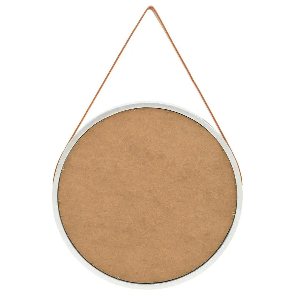 Round Wall Mirror 60cm Silver Frame Hanging Decor