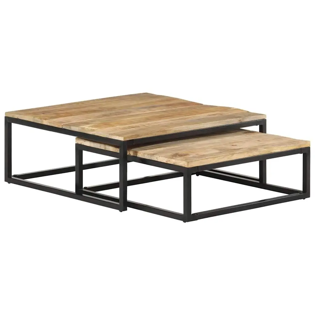 Nesting Coffee Tables 2 pcs Wooden Brown Accent Living Room Storage Furniture