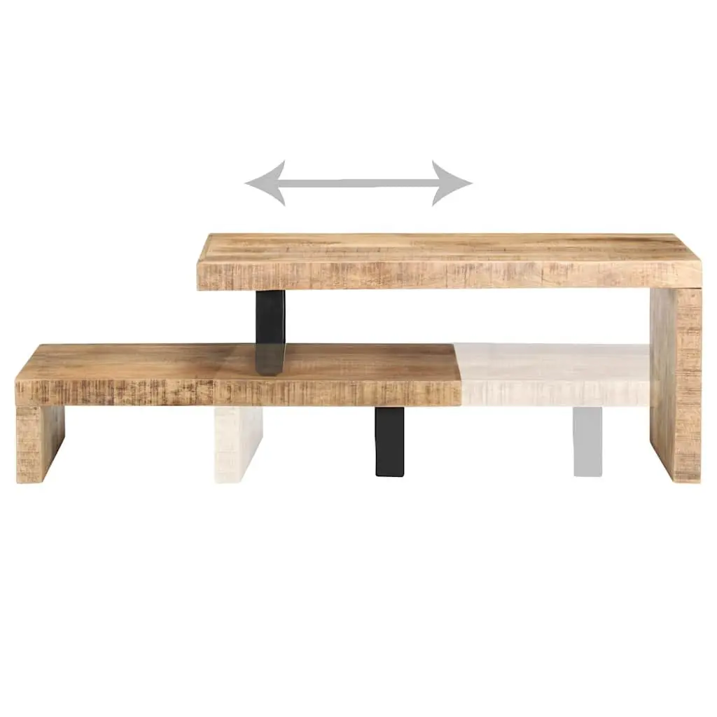2 Piece Coffee Table Set Solid Mango Wood Brown Living Room Accent Furniture