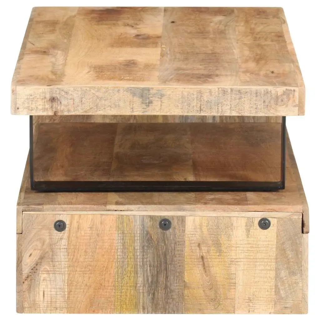 2 Piece Coffee Table Set Solid Mango Wood Brown Living Room Accent Furniture