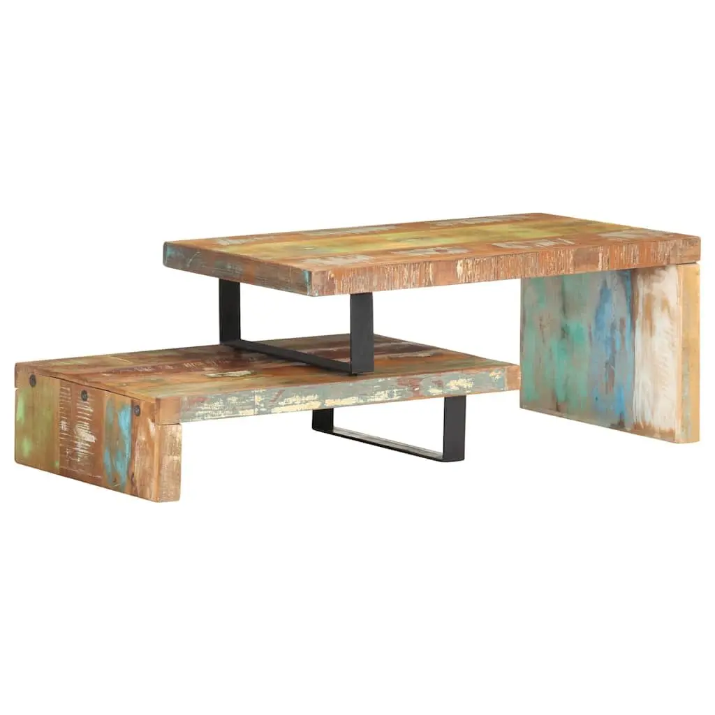 2 Piece Coffee Table Set Solid Reclaimed Wood Brown Living Room Accent Furniture