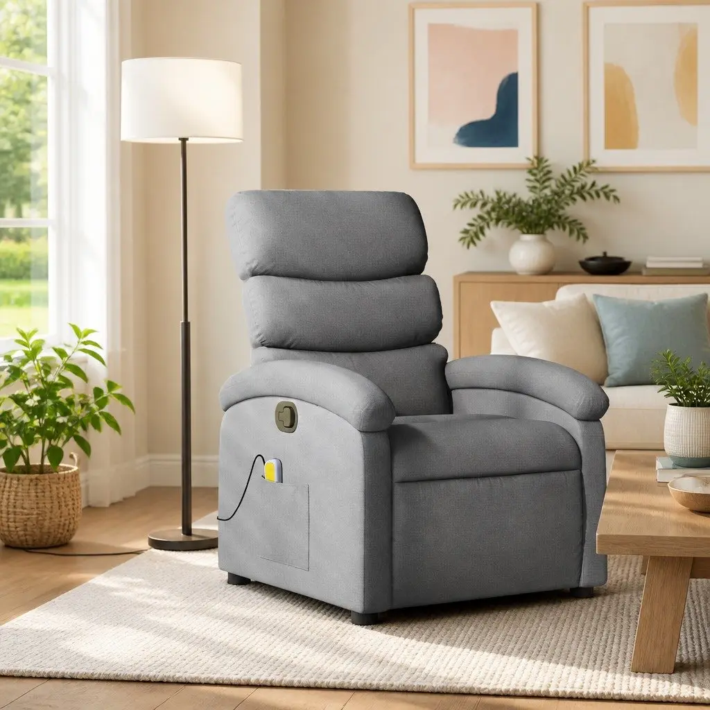 Grey Fabric Massage Chair with Stability