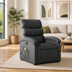 Dark Grey Manual Recline Massage Armchair for Comfort
