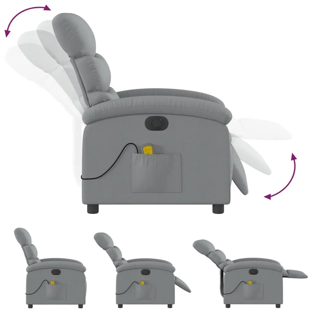 Electric Massage Recliner Chair Adjustable Grey Fabric Armchair with Footrest