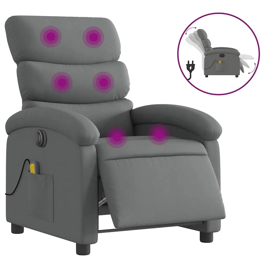 Electric Massage Recliner Chair Adjustable Grey Fabric Armchair Footrest
