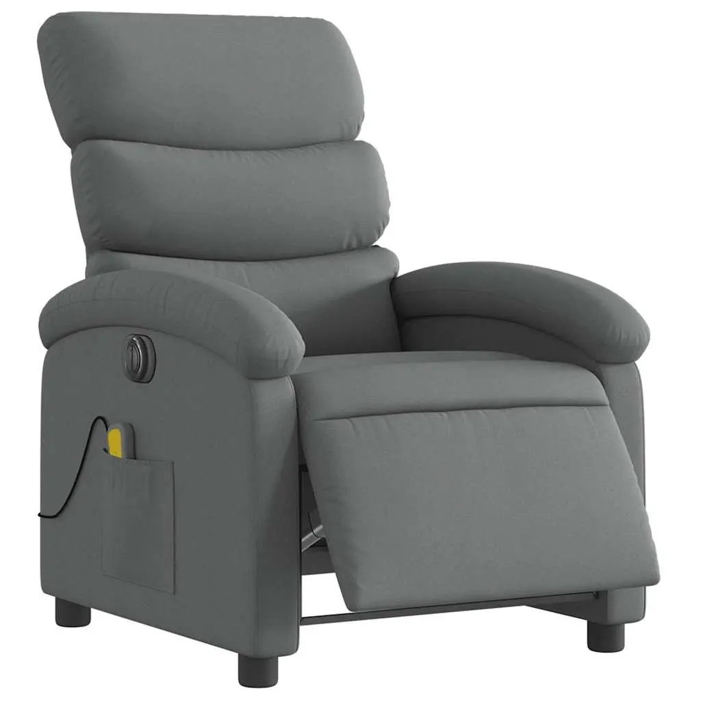 Electric Massage Recliner Chair Adjustable Grey Fabric Armchair Footrest