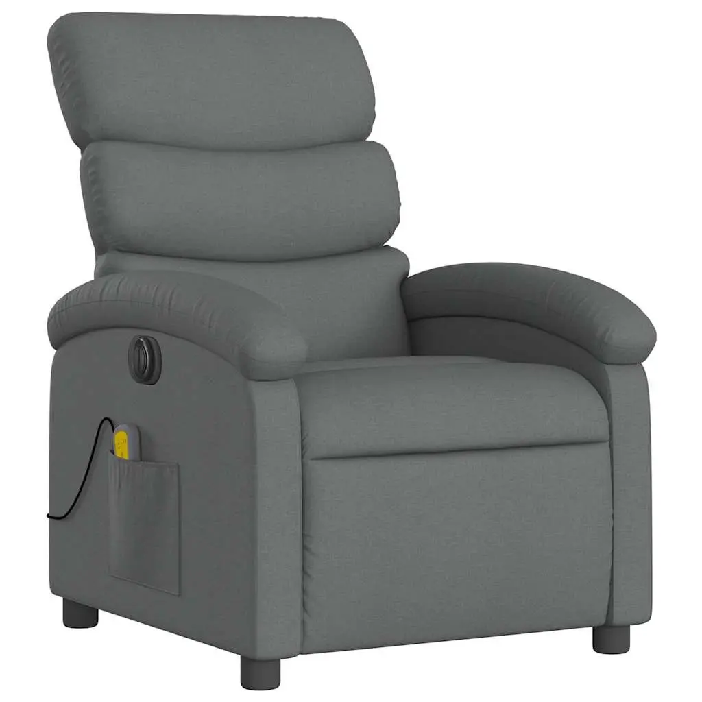 Electric Massage Recliner Chair Adjustable Grey Fabric Armchair Footrest