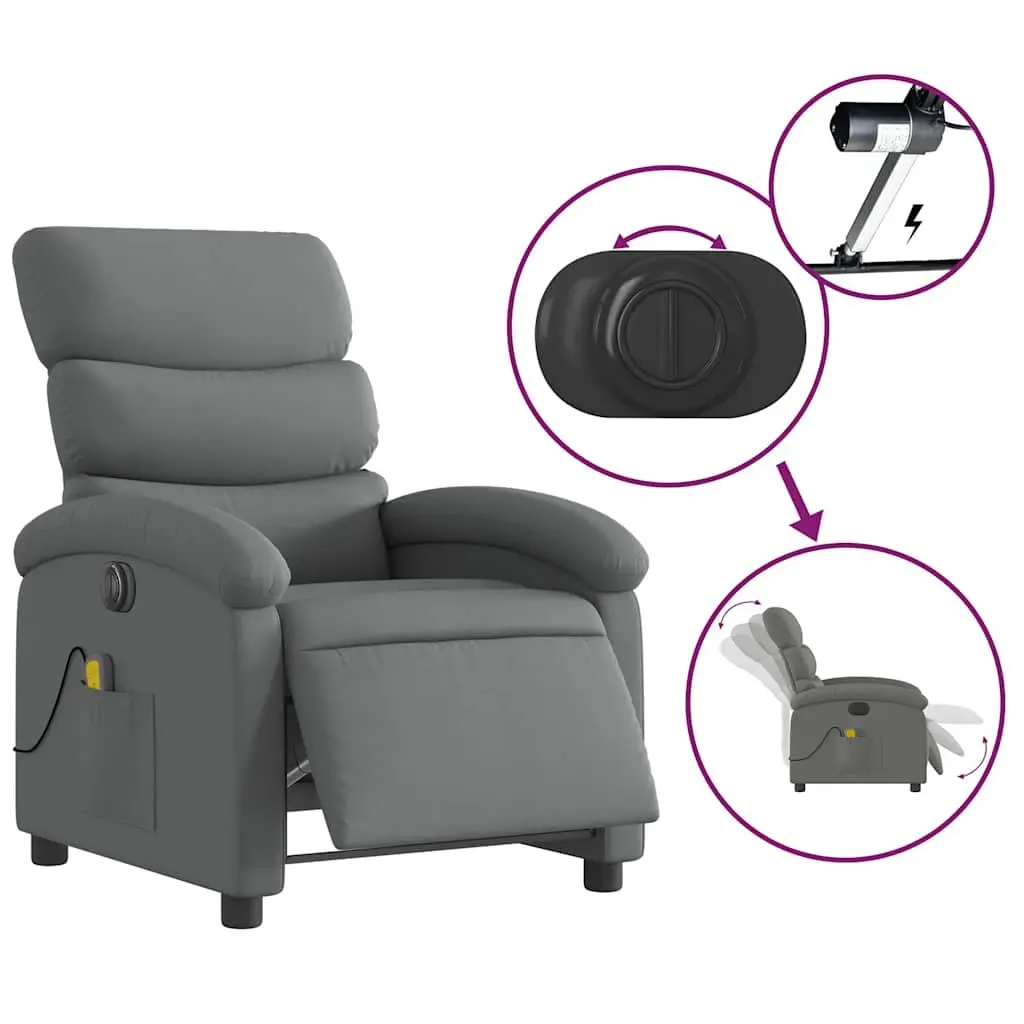 Electric Massage Recliner Chair Adjustable Grey Fabric Armchair Footrest