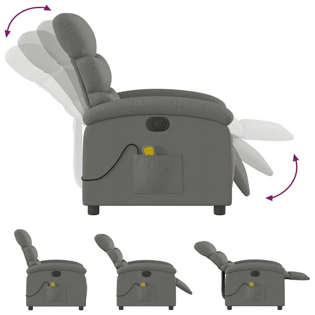 Electric Massage Recliner Chair Adjustable Grey Fabric Armchair Footrest