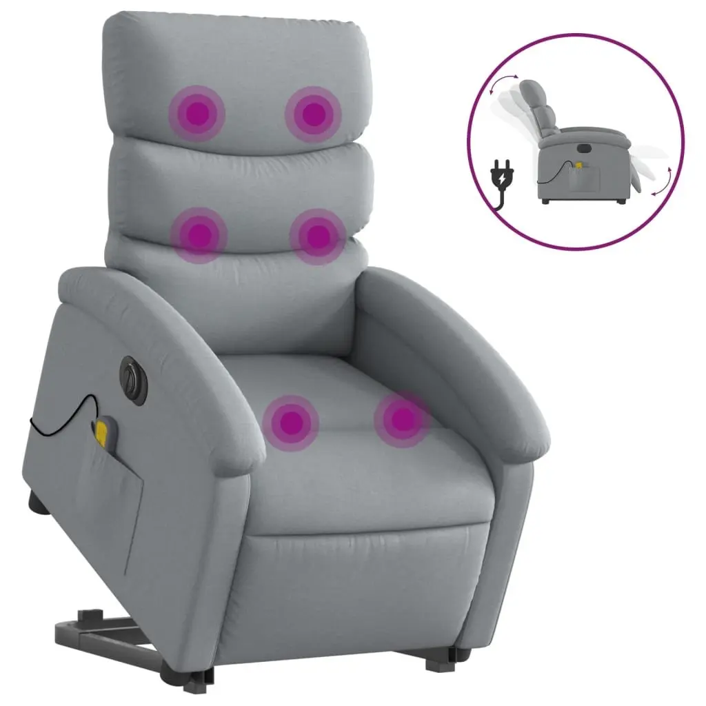 Electric Massage Recliner Chair Power Lift Function 135 Degrees Light Grey Fabric