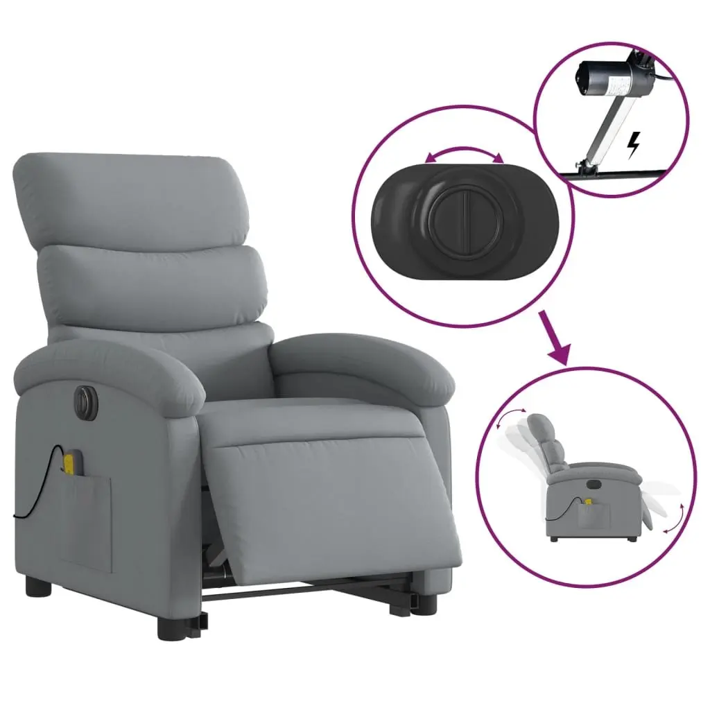 Electric Massage Recliner Chair Power Lift Function 135 Degrees Light Grey Fabric
