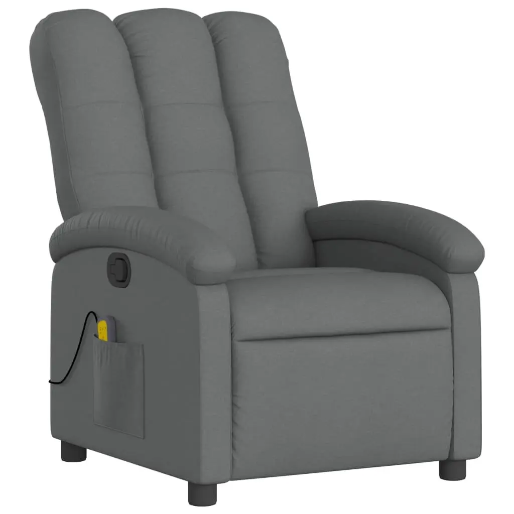 Massage Recliner Chair Manual Reclining Grey Fabric 6 Vibration Points