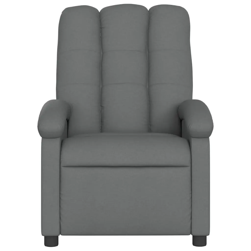 Massage Recliner Chair Manual Reclining Grey Fabric 6 Vibration Points