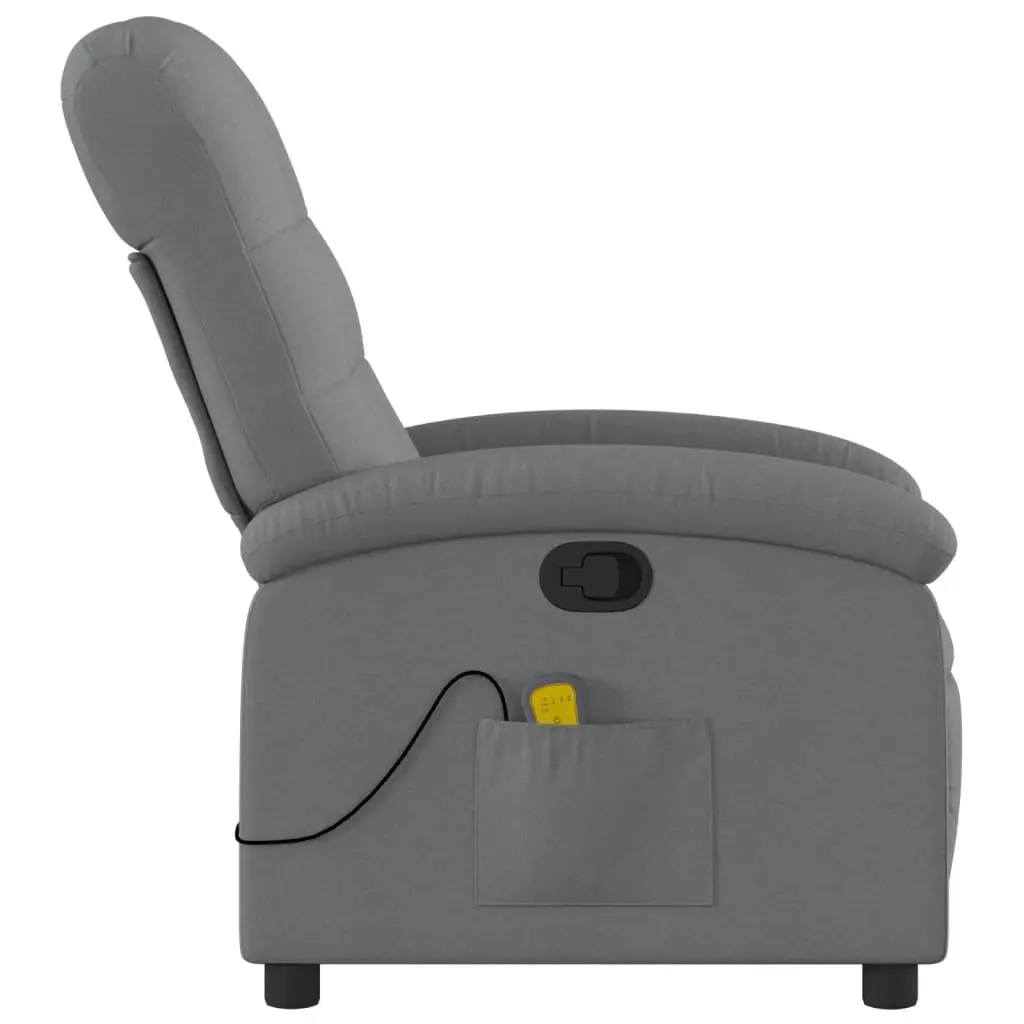 Massage Recliner Chair Manual Reclining Grey Fabric 6 Vibration Points