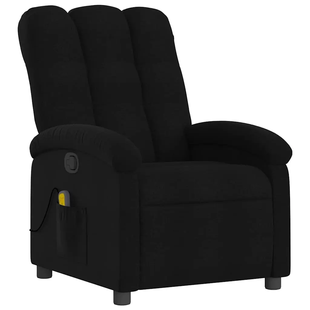 Massage Recliner Chair Black Fabric Manual Recline Vibration 6 Points Armchair