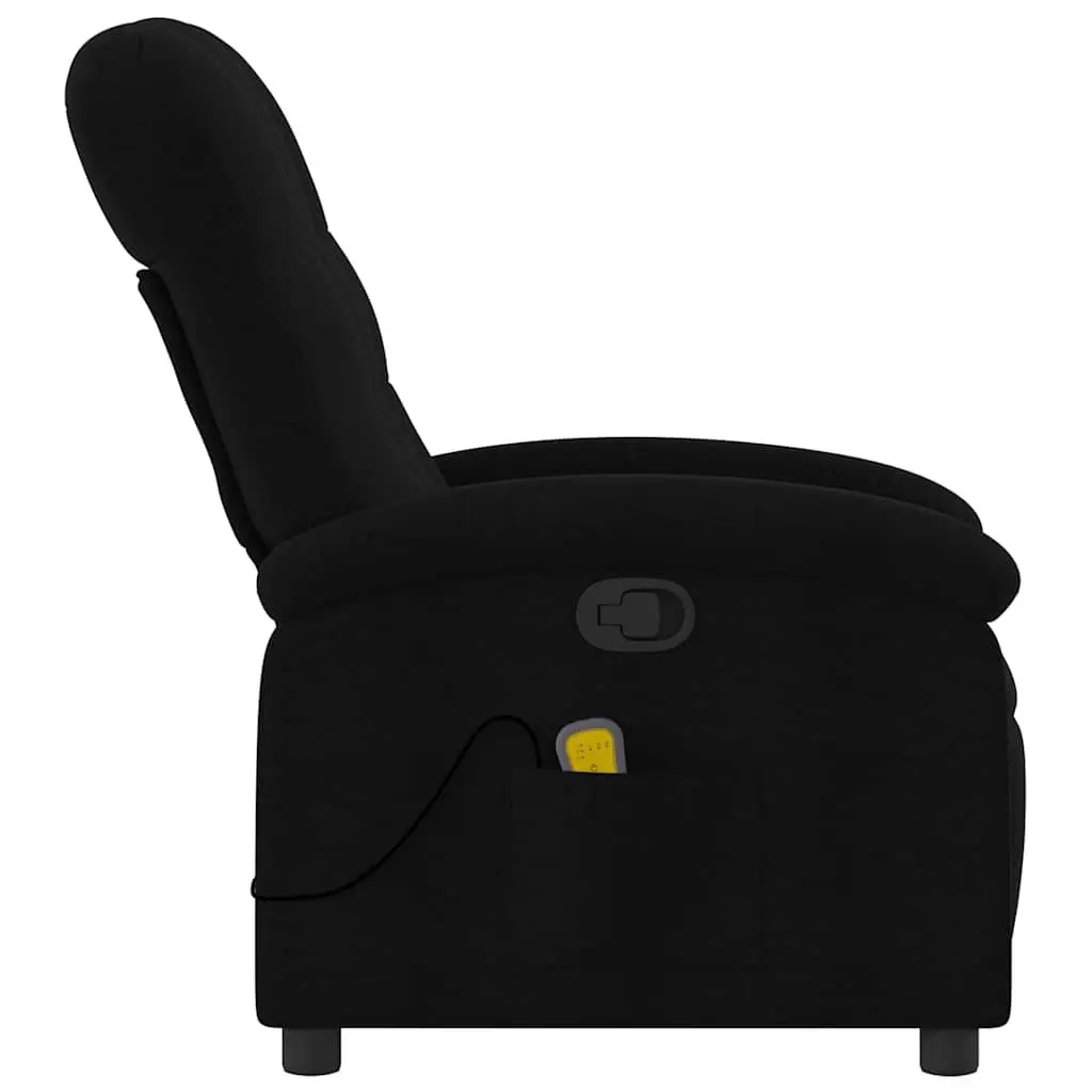 Massage Recliner Chair Black Fabric Manual Recline Vibration 6 Points Armchair