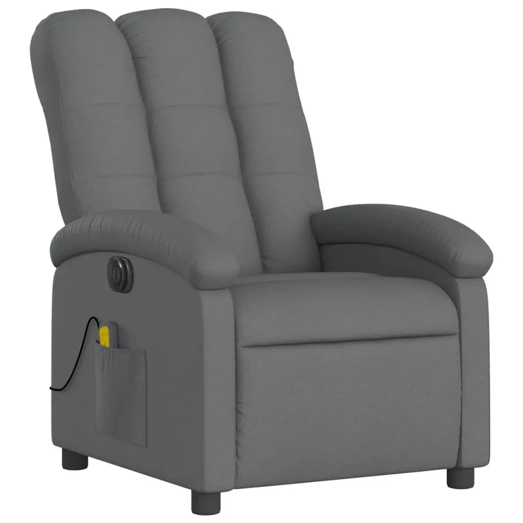 Electric Massage Recliner Chair Multi-Point Vibration Adjustable Grey Fabric