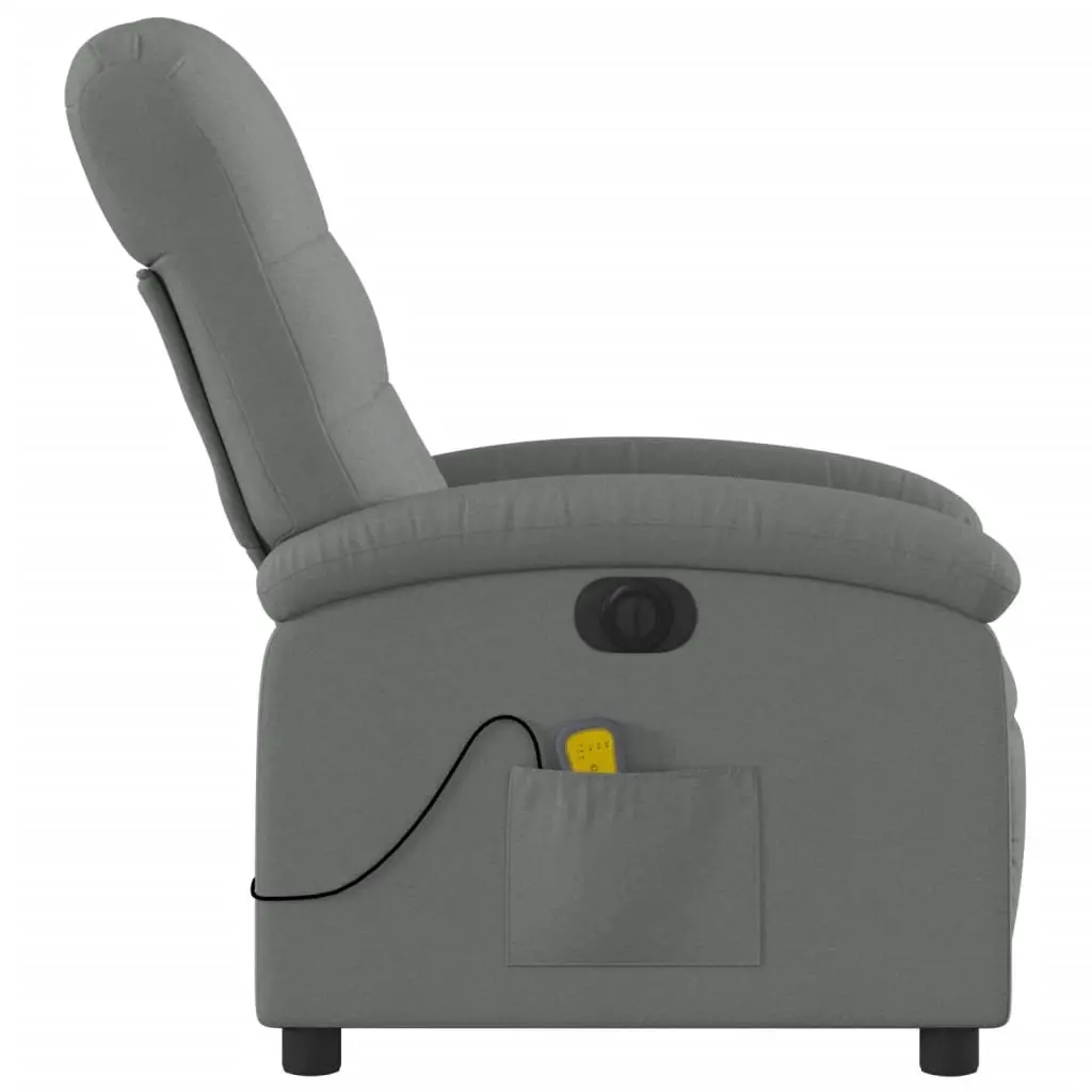 Electric Massage Recliner Chair Multi-Point Vibration Adjustable Grey Fabric