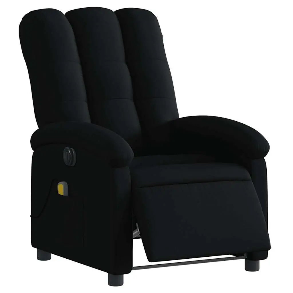 Electric Massage Recliner Chair Black Fabric Armchair with USB Vibration