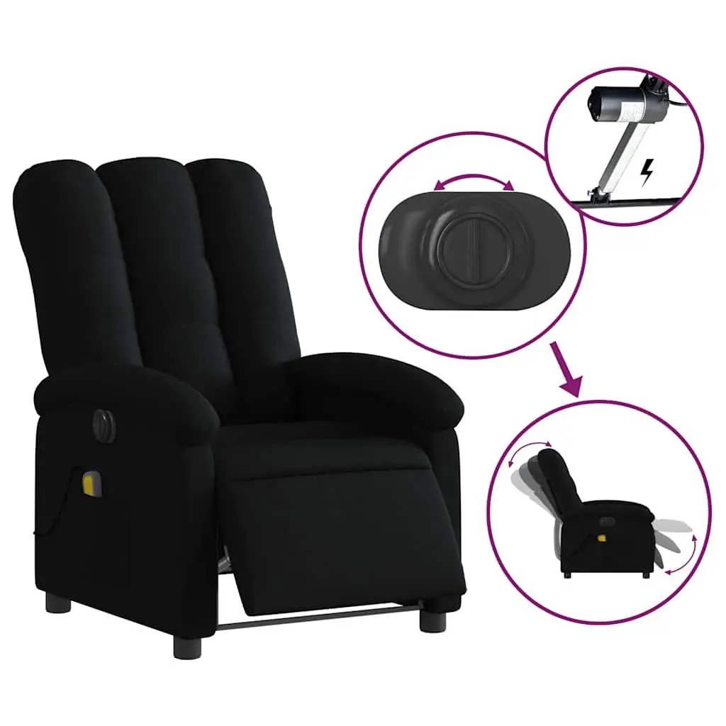 Electric Massage Recliner Chair Black Fabric Armchair with USB Vibration