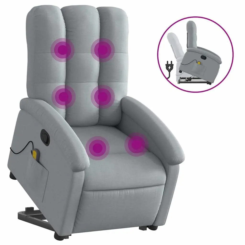 Electric Massage Chair Stand Up Recliner Grey Fabric Power Lift 135 Degrees