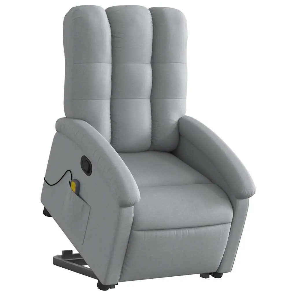 Electric Massage Chair Stand Up Recliner Grey Fabric Power Lift 135 Degrees