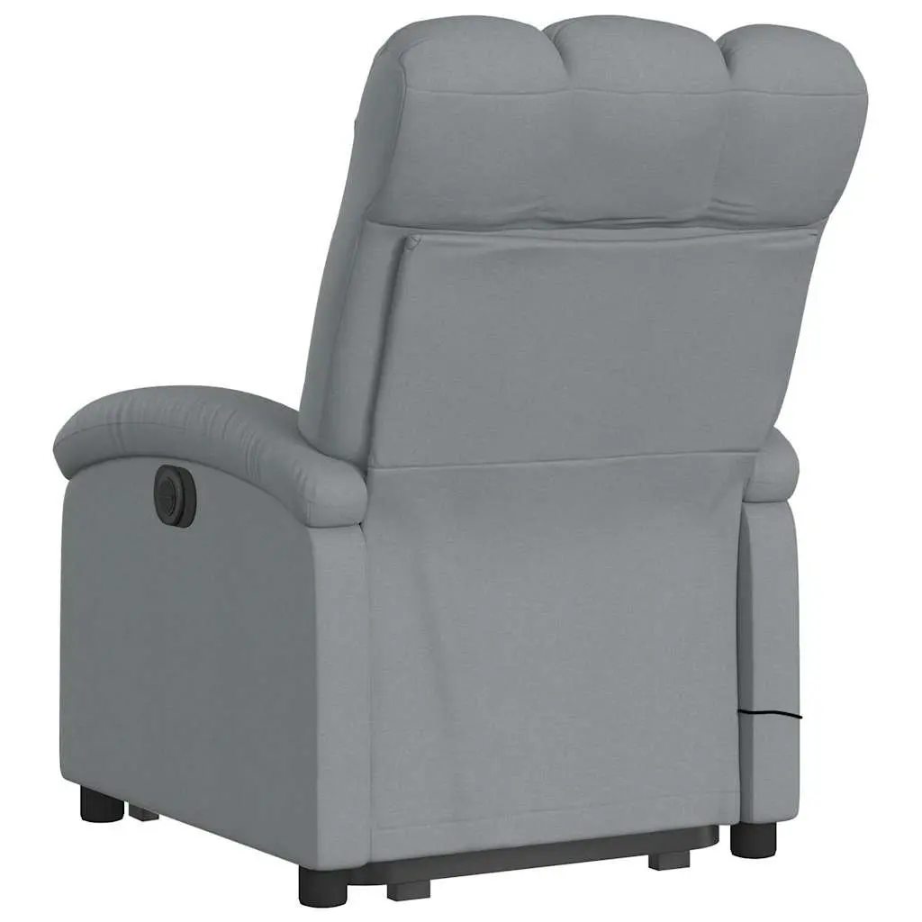 Electric Massage Chair Stand Up Recliner Grey Fabric Power Lift 135 Degrees