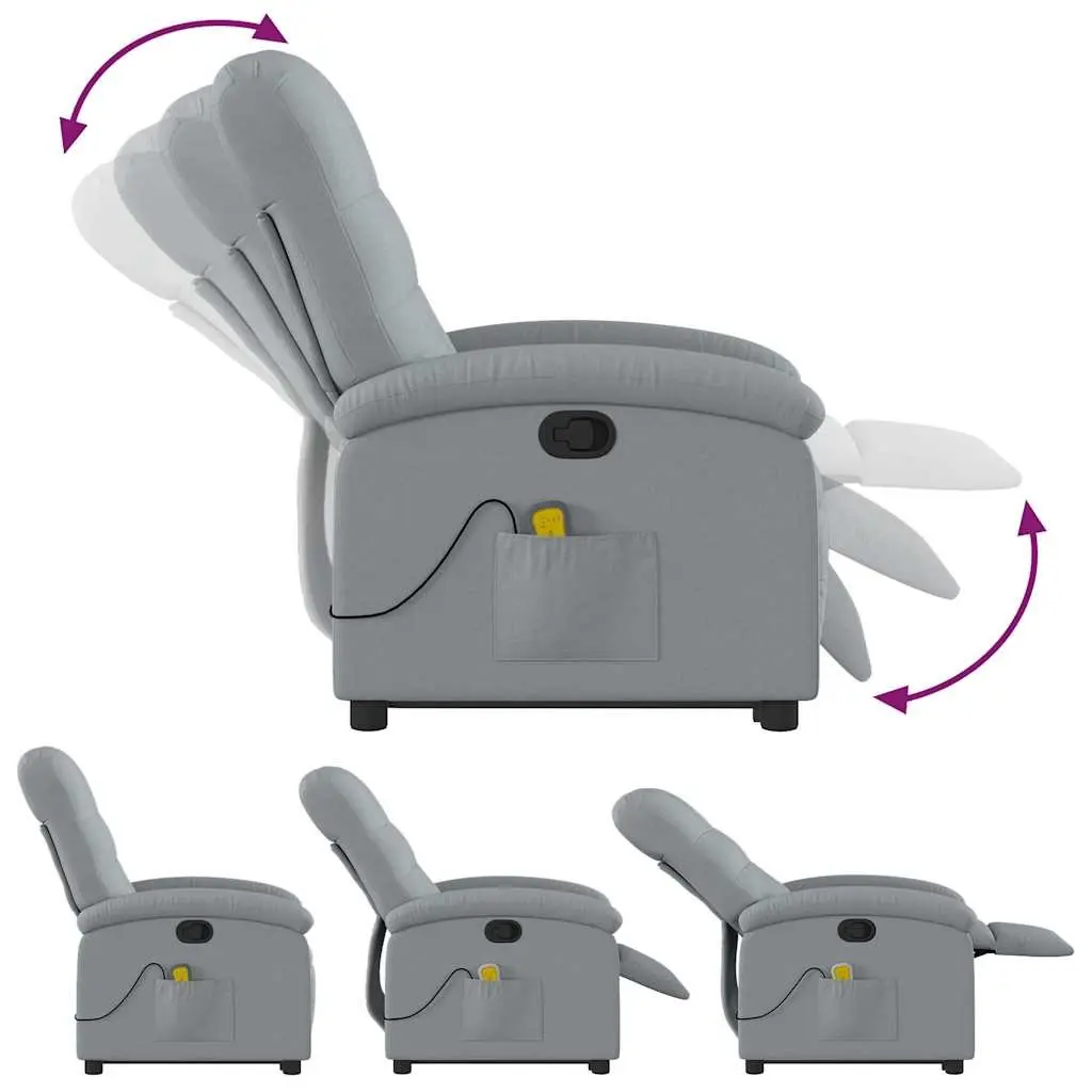 Electric Massage Chair Stand Up Recliner Grey Fabric Power Lift 135 Degrees