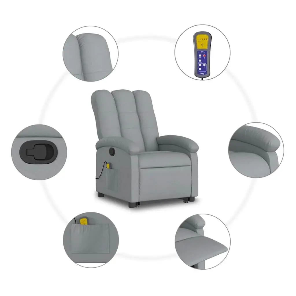 Electric Massage Chair Stand Up Recliner Grey Fabric Power Lift 135 Degrees