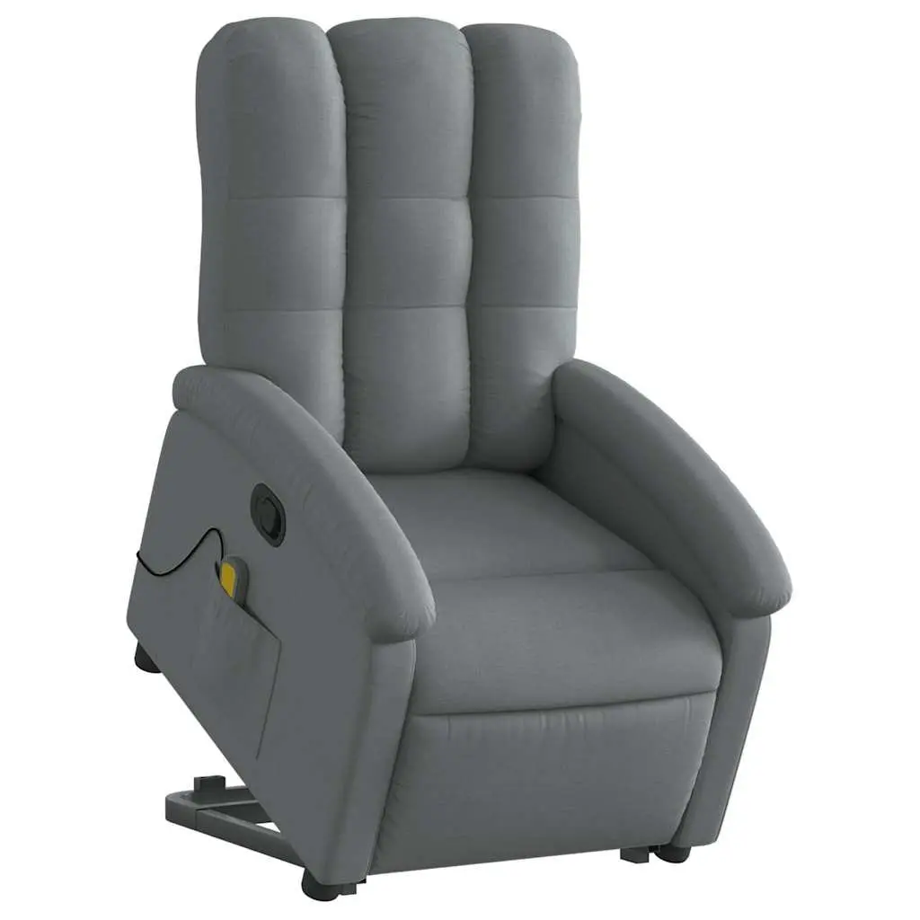 Stand Up Massage Recliner Chair Grey Fabric Power Lift Electric Elderly Armchair