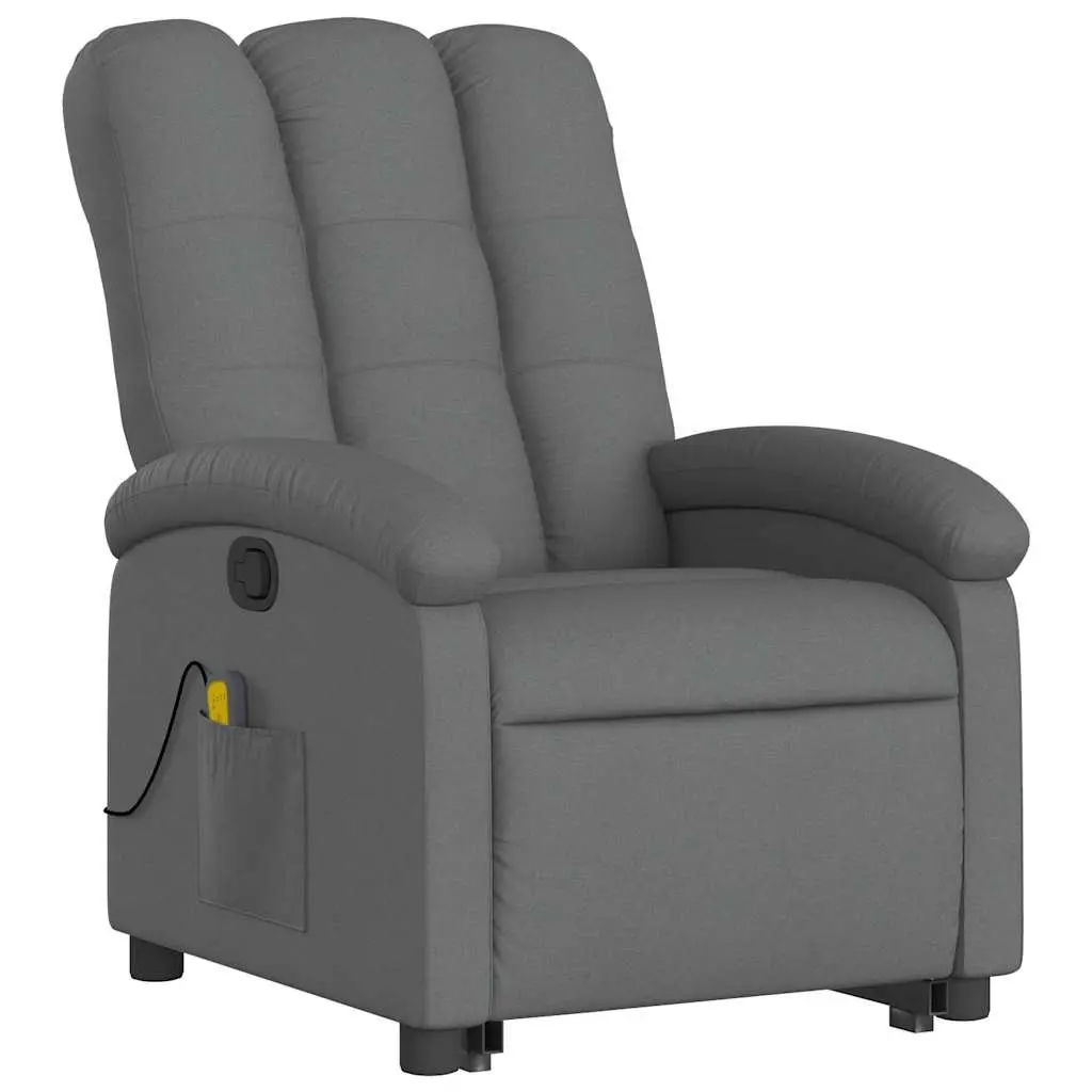 Stand Up Massage Recliner Chair Grey Fabric Power Lift Electric Elderly Armchair