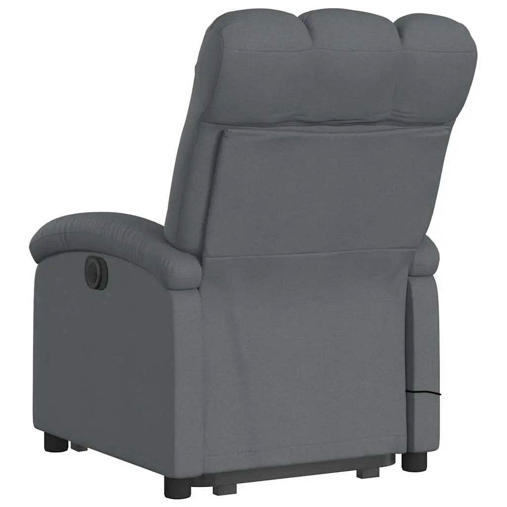 Stand Up Massage Recliner Chair Grey Fabric Power Lift Electric Elderly Armchair