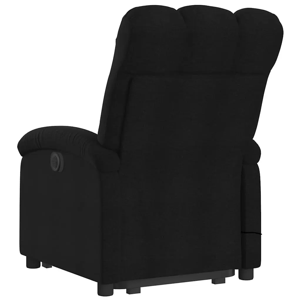 Electric Lift Recliner Chair Massage Function Fabric Upholstered Black