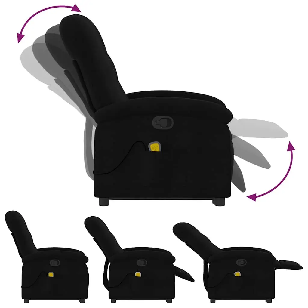 Electric Lift Recliner Chair Massage Function Fabric Upholstered Black