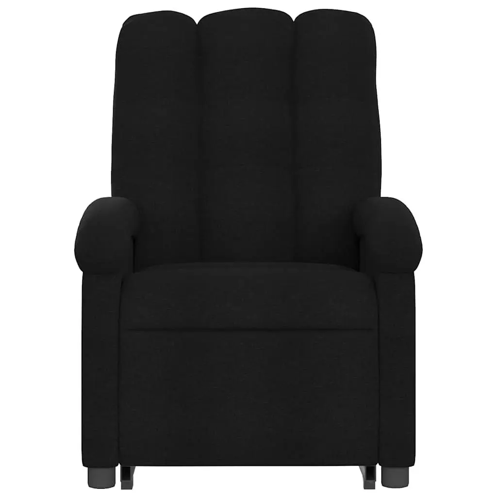 Electric Lift Recliner Chair Massage Function Fabric Upholstered Black