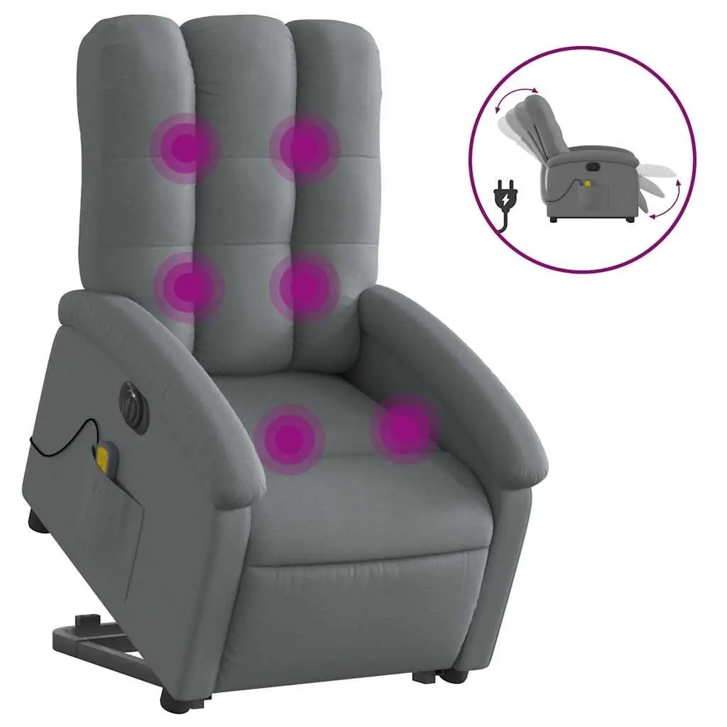 Electric Massage Recliner Chair Power Lift Function 135 Degrees Grey Fabric