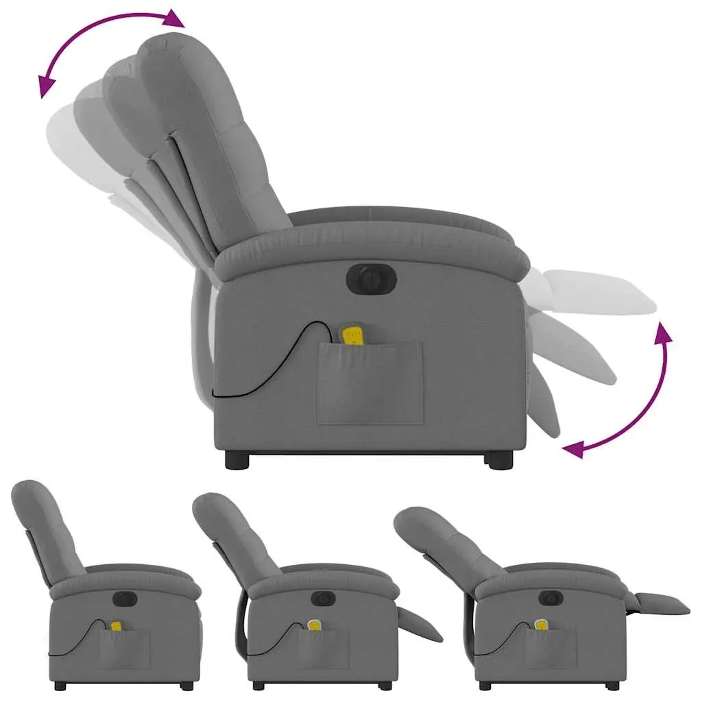 Electric Massage Recliner Chair Power Lift Function 135 Degrees Grey Fabric