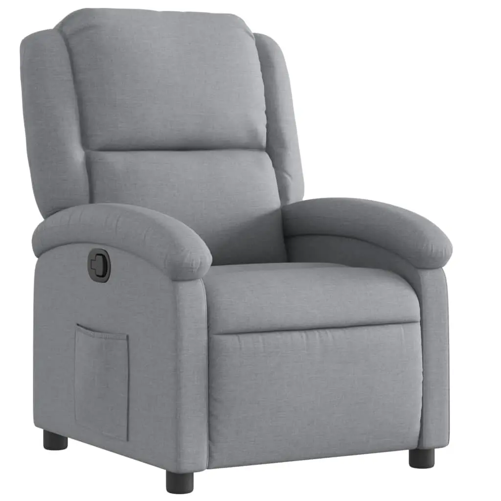 Recliner Chair Manual Reclining Grey Fabric Lounge Seat