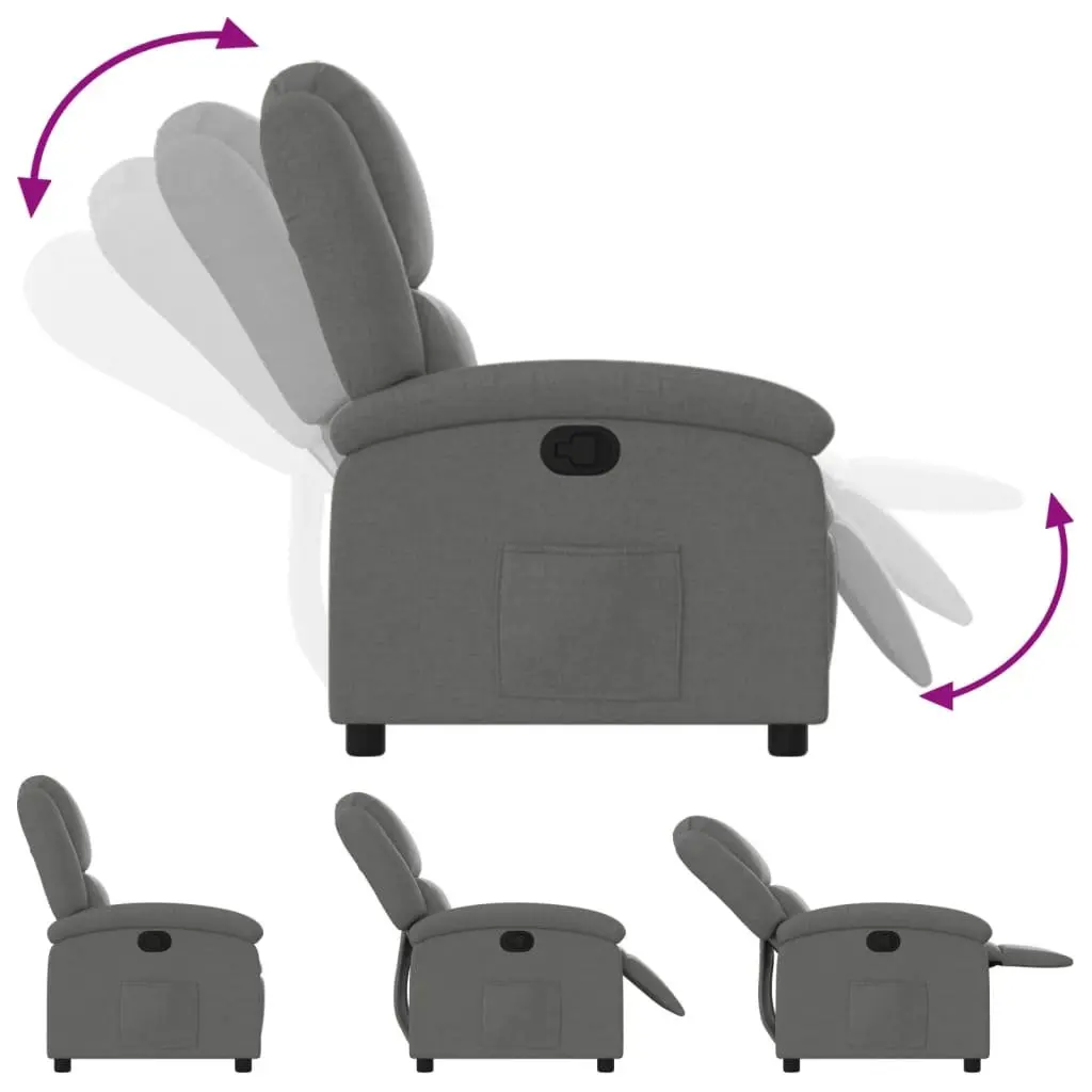 Recliner Chair Manual Reclining Armchair Dark Grey Fabric