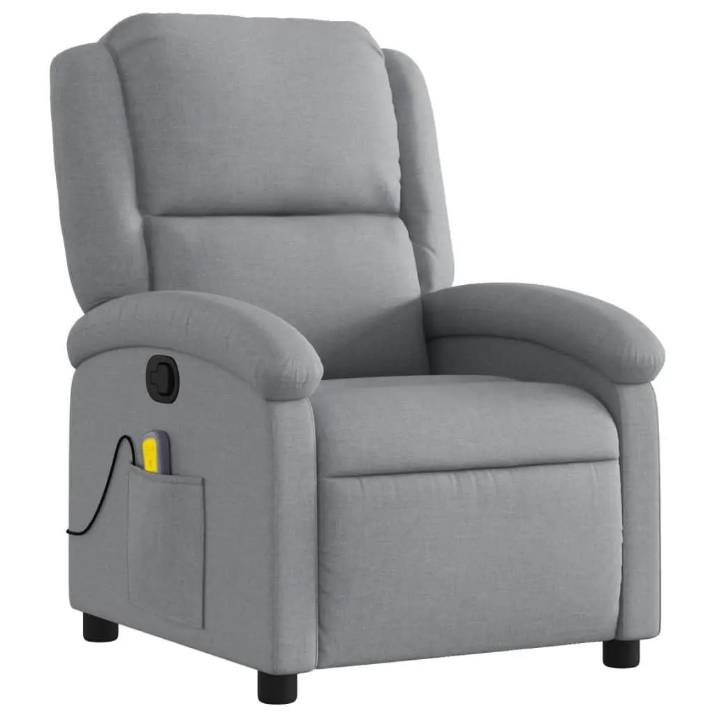Massage Recliner Chair Manual Reclining Armchair Grey Fabric 6 Points Vibration