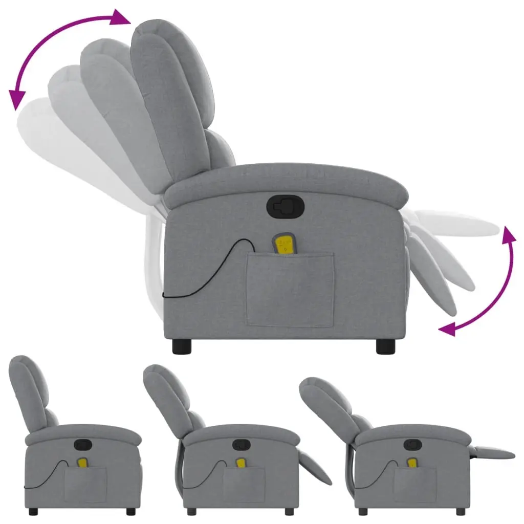 Massage Recliner Chair Manual Reclining Armchair Grey Fabric 6 Points Vibration