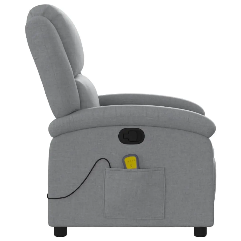 Massage Recliner Chair Manual Reclining Armchair Grey Fabric 6 Points Vibration