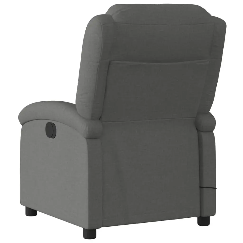 Massage Recliner Chair Grey Fabric Manual Recline 6 Vibration Points Armchair
