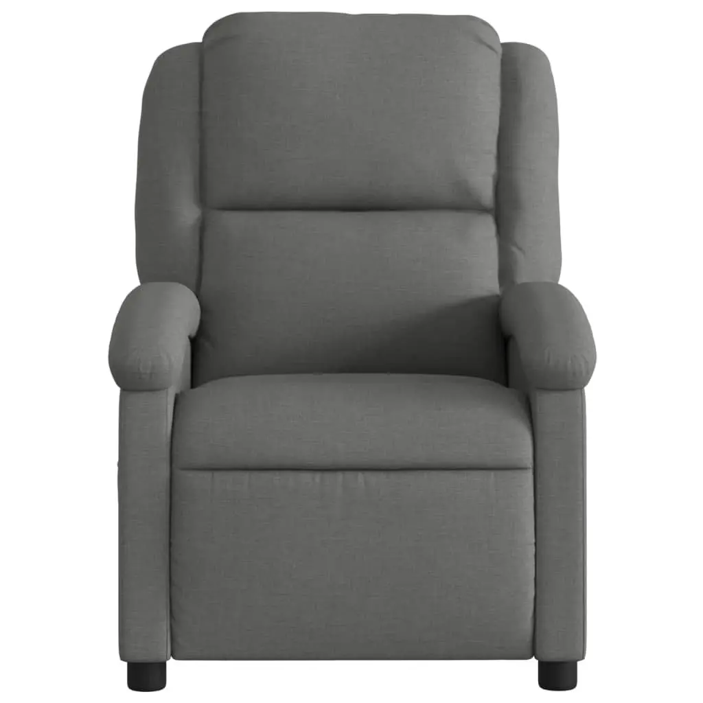 Massage Recliner Chair Grey Fabric Manual Recline 6 Vibration Points Armchair