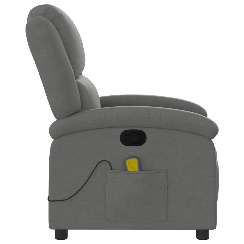 Massage Recliner Chair Grey Fabric Manual Recline 6 Vibration Points Armchair