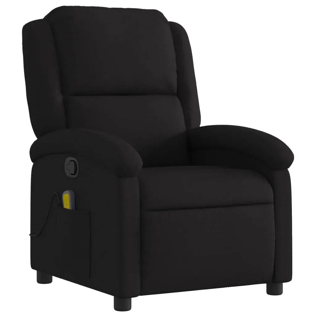 Massage Recliner Chair Manual Recline 135 Degree Black Fabric 6 Massage Points