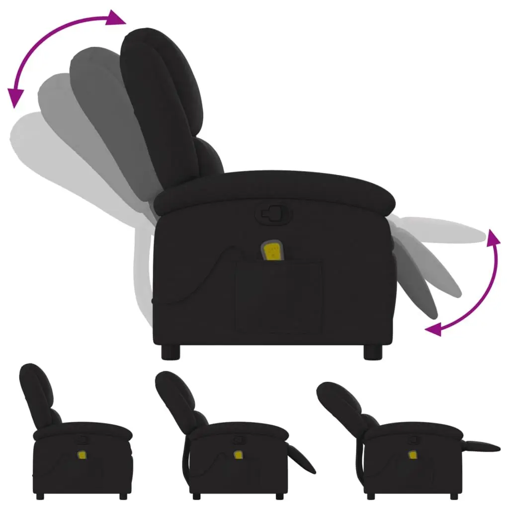 Massage Recliner Chair Manual Recline 135 Degree Black Fabric 6 Massage Points