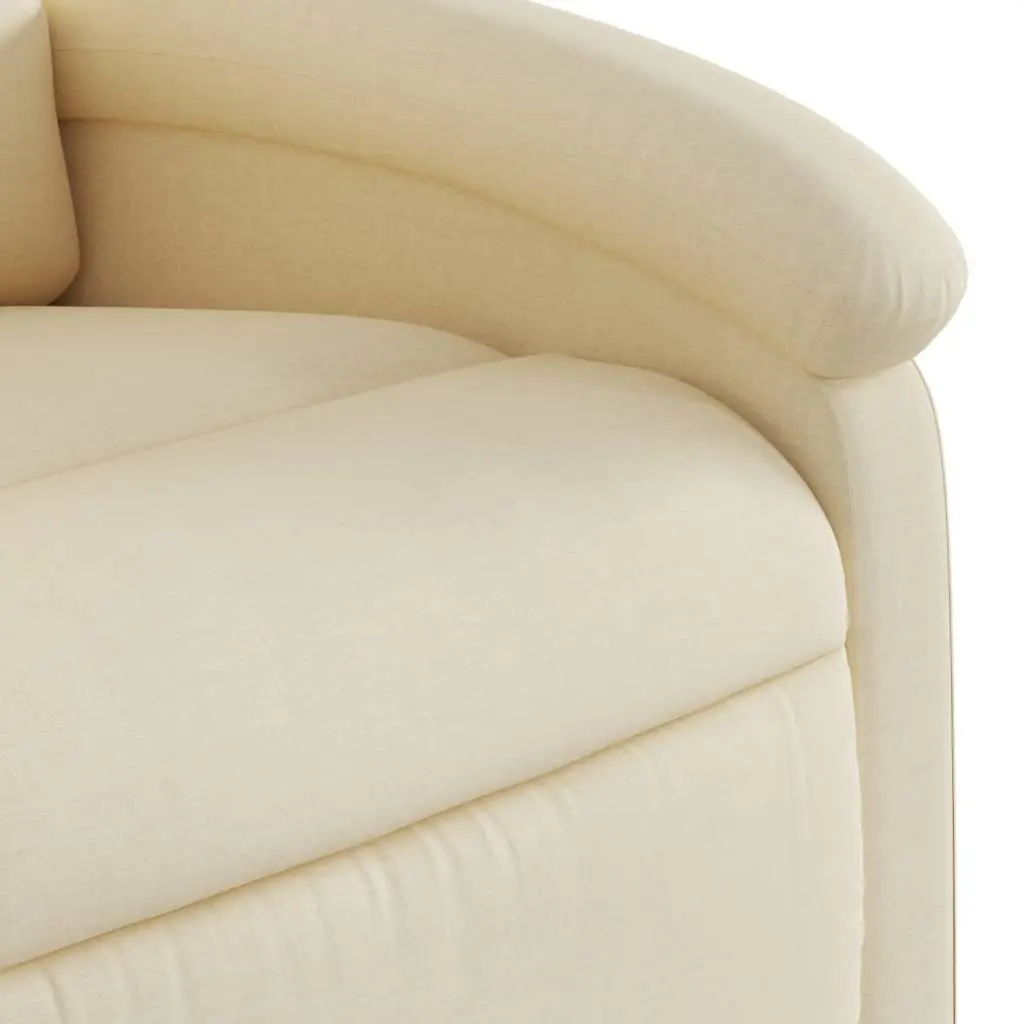 Manual Recline Massage Chair Cream Fabric Vibration Armchair Adjustable Backrest and Footrest